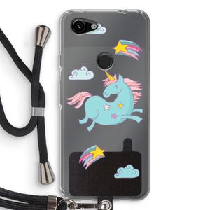 Vliegende eenhoorn: Pixel 3a Transparant Hoesje met koord