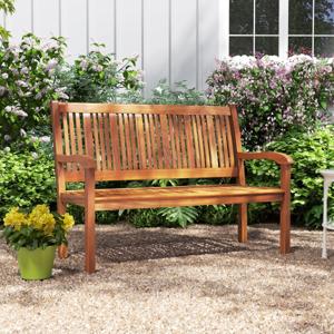 Houten Tuinbank Stevige Tuinbank voor 2 Personen met Gebogen Rugleuning & Brede Armleuningen 126 x 63 x 91 cm