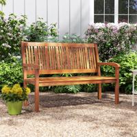 Houten Tuinbank Stevige Tuinbank voor 2 Personen met Gebogen Rugleuning & Brede Armleuningen 126 x 63 x 91 cm