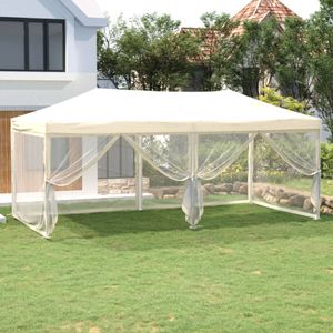 Partytent inklapbaar met zijwanden 3x6 m crmekleurig