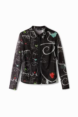 Gerimpeld T-shirt arty gezichten - BLACK - XXL