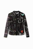Gerimpeld T-shirt arty gezichten - BLACK - XXL