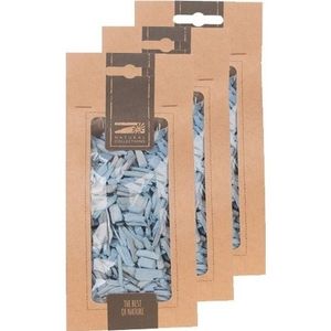 3x Zakje lichtblauwe houtsnippers 150 gram geboorte decoratie