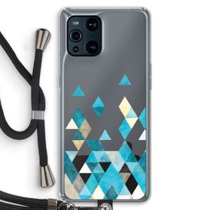Gekleurde driehoekjes blauw: Oppo Find X3 Pro Transparant Hoesje met koord