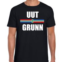 Uut grunn met vlag Groningen t-shirts Gronings dialect zwart voor heren - thumbnail