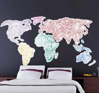 Muursticker wereldkaart sticker huis in verschillende kleuren
