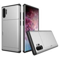 Schokbestendig robuuste Armor beschermende case met kaartsleuf voor Galaxy Note 10 Pro (zilver)