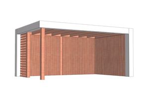 Tijdelijk 15% korting | Buitenverblijf Verona 520x335 cm - Plat dak model rechts - Combinatie 1- Plat dak- Onbehandeld lariks Douglas hout- Trendhout
