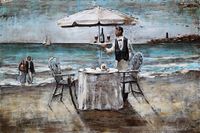 Schilderij - Metaalschilderij - Diner op het strand, 120x80cm - thumbnail