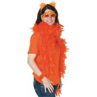 Verkleed veren boa - 2x stuks - oranje - 180 cm - Carnaval verkleed accessoires - Dames - Veertjes