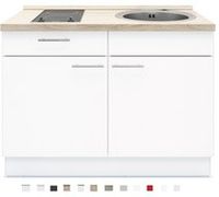 Keukenblok 120 wit met Elektrische kookplaat en rvs spoelbak RAI-3591 - thumbnail