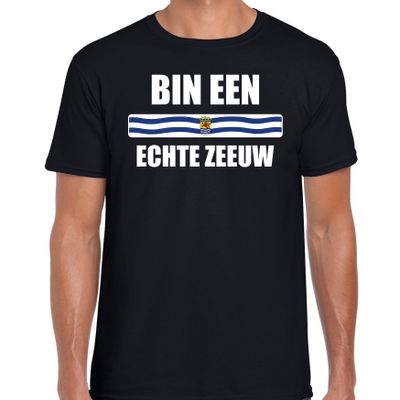 Bin een echte Zeeuw met vlag Zeeland t-shirts Zeeuws dialect zwart voor heren Bin een echte Zeeuw met vlag Zeeland t-shirts Zeeuws dialect zwart voor heren