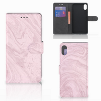 Apple iPhone Xs Max Bookcase Marble Pink - Origineel Cadeau Vriendin