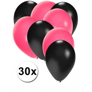 Sweet 16 zwarte en roze ballonnen 30 stuks   -