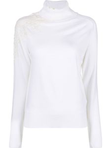 Ermanno Scervino pull orné de dentelle à col roulé - Blanc