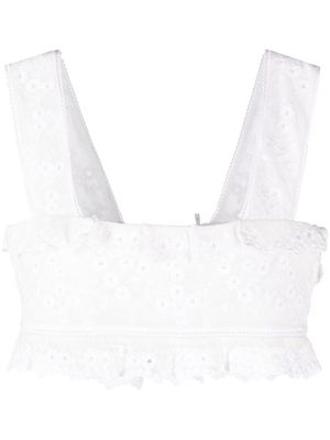 ISABEL MARANT haut crop Mecelia en broderie anglaise - Blanc