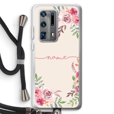 Rozen: Huawei P40 Pro Plus Transparant Hoesje met koord