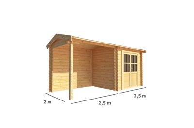 Blokhut met overkapping Fenna 500 cm bij 200 cm diep Zadeldak - Warentuin collection