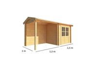 Blokhut met overkapping Fenna 500 cm bij 200 cm diep Zadeldak - Warentuin collection