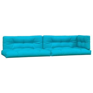 The Living Store Palletkussens - Turquoise - Polyester - 120x80x12cm - Waterafstotend - Set van 2 zitkussens - 2