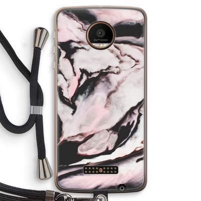 Roze stroom: Motorola Moto Z Force Transparant Hoesje met koord