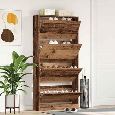 Schoenenkast Oud hout 80 x 21 x 163.5 cm Bewerkt hout