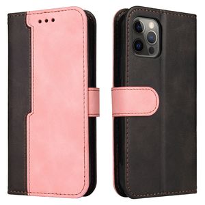 iPhone 7 hoesje - Bookcase - Koord - Pasjeshouder - Portemonnee - Tweekleurig - Kunstleer - Zwart/Roze