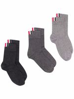 Thom Browne lot de trois paires de chaussettes à logo - Gris - thumbnail