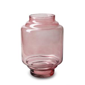 Bloemenvaas Lotus - transparant roze - glas - D17 x H25 cm - trap vaas