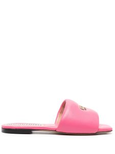 Moschino logo-plaque padded leather sandals - Rose