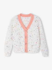 Meisjesvest met siersteek en V-hals meerkleurig