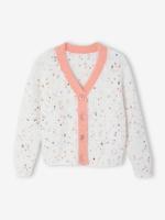 Meisjesvest met siersteek en V-hals meerkleurig