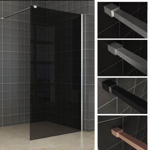 Wiesbaden Inloopdouche Slim Glasplaat Rookglas 8 mm Nano - 80 cm