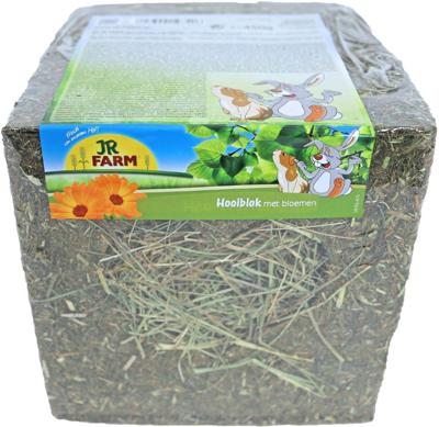 JR Farm knaagdier hooiblok met bloemen 450 gram 19740 - Gebr de boon