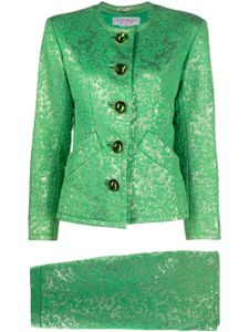 Saint Laurent Pre-Owned jupe en jacquard à design sans col (années 1980) - Vert