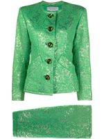 Saint Laurent Pre-Owned jupe en jacquard à design sans col (années 1980) - Vert