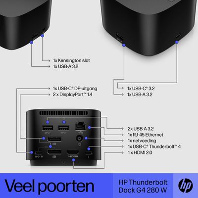 HP Thunderbolt Dock G4 - Dockingstation Thunderbolt 4 dockingstation Geschikt voor merk (dockingstation): HP Incl. Kensington-slot