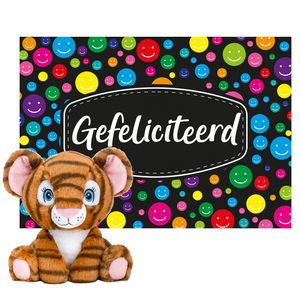 Keel toys - Cadeaukaart Gefeliciteerd met knuffeldier tijger 25 cm