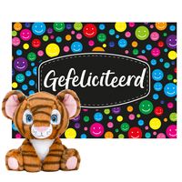 Keel toys - Cadeaukaart Gefeliciteerd met knuffeldier tijger 25 cm