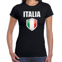 Italie landen supporter t-shirt met Italiaanse vlag schild zwart dames