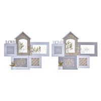 Fotolijsten DKD Home Decor Love Home Hout Bloem Natuurlijk (46 x 3 x 39 cm) (2 Stuks)