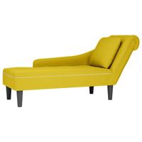 Chaise longue met kussen en rechterarmleuning fluweel geel