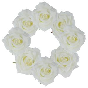 Chaks Decoratie rozen set - kunststof - 8x stuks - wit - 9,5 x 5,5 cm - bruiloft decoratie