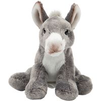 Suki Gifts Pluche knuffeldier Ezel - grijs - 13 cm - boerderij thema