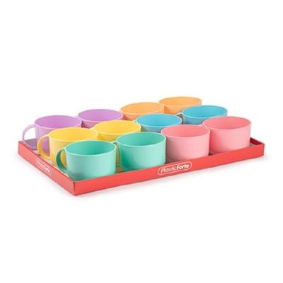 PlasticForte Drinkbekers - 12x stuks - gekleurd - kunststof - 570 ml - soepkommetjes - bekers