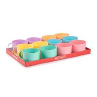 PlasticForte Drinkbekers - 12x stuks - gekleurd - kunststof - 570 ml - soepkommetjes - bekers