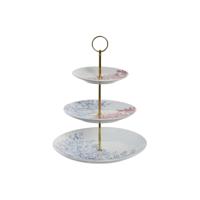 Fruitschaal DKD Home Decor 27 x 27 x 34 cm Porselein Blauw Metaal Fuchsia Wit