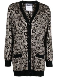 Moschino logo-jacquard virgin wool cardigan - Noir