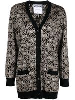 Moschino logo-jacquard virgin wool cardigan - Noir