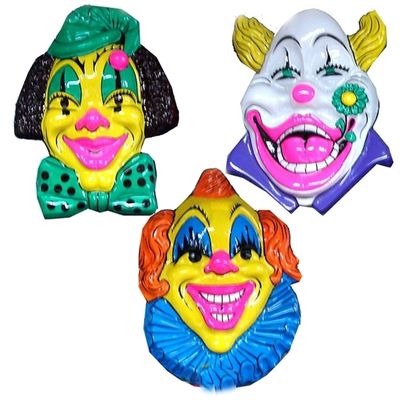 Set van 3x stuks Carnaval Clown thema wanddecoraties - 60 x 60 cm per stuk